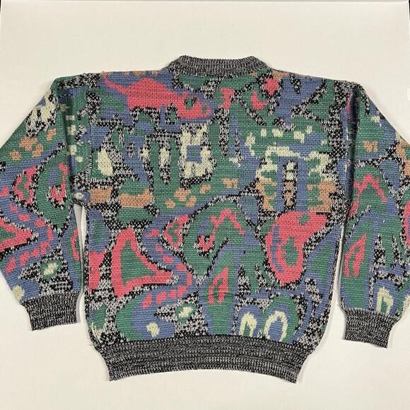 Vintage Heet Sportswear Thick Sweater Geometric Abstract Sweatshirt Sz M - Picture 7 of 10